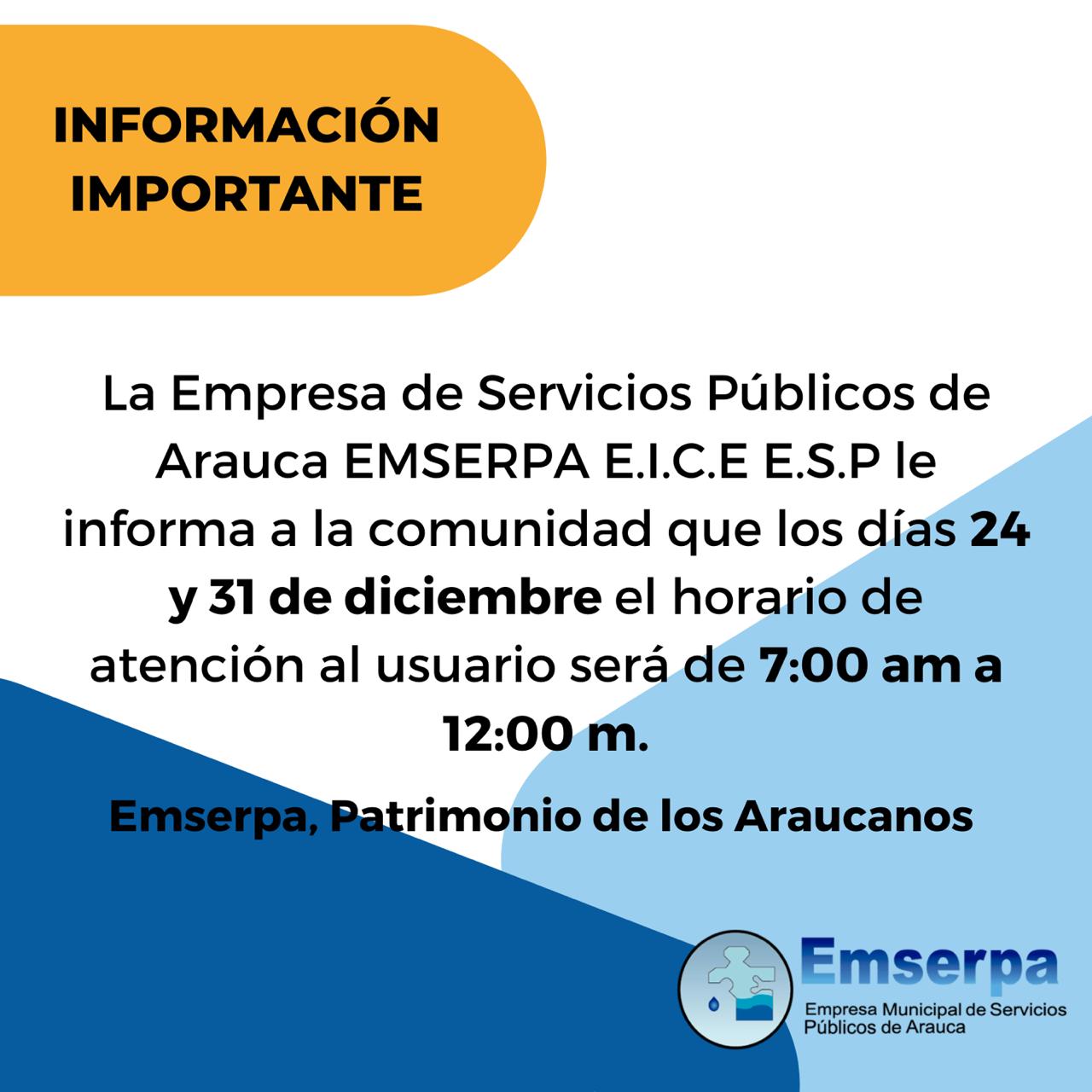 Horario de navidad emserpa 
